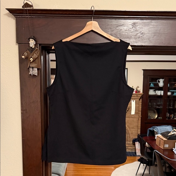 Anthropologie - never worn - sleeveless - side slit - tailored Black Top - Picture 2 of 12